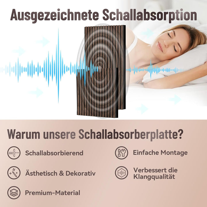 AKK-STAVE Akustikpaneele Holz 240x60 cm (1er-Set 1,44 m²) - Akustik Paneele & Holzpaneele Wand für S