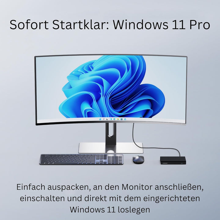 Orbsmart AW-16L Lüfterloser Mini PC mit Intel N150, 8GB RAM & 256GB Speicher | Windows 11 Pro, 4K Tr