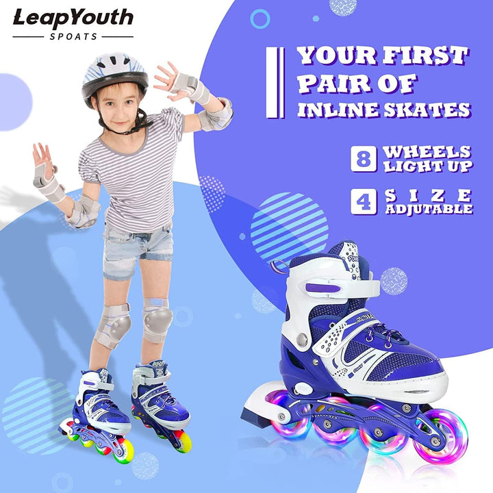 JIFAR Inliner Für Kinder Verstellbare Inline Skates mit Beleuchteten Rädern Rollschuhe Outdoor Schuh