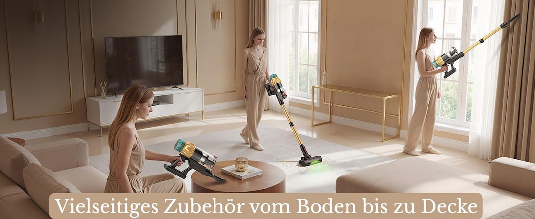 45000Pa/650W/80Min/300 qm Akkustaubsauger Kabellos, Milben Aufsatz, Akku Staubsauger Super Leise, Ak