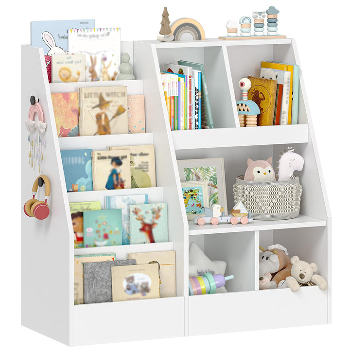 Hzuaneri Kinderregal, Spielzeugregal mit 5-Regalebenen und 5 offene Fächer, Kinderbücherregal, Kinde