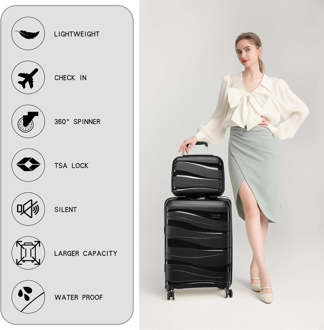 KONO Kosmetikkoffer Beautycase Kabinengepäck Damen PP Schminkkoffer (Schwarz) Schwarz S, Schwarz S