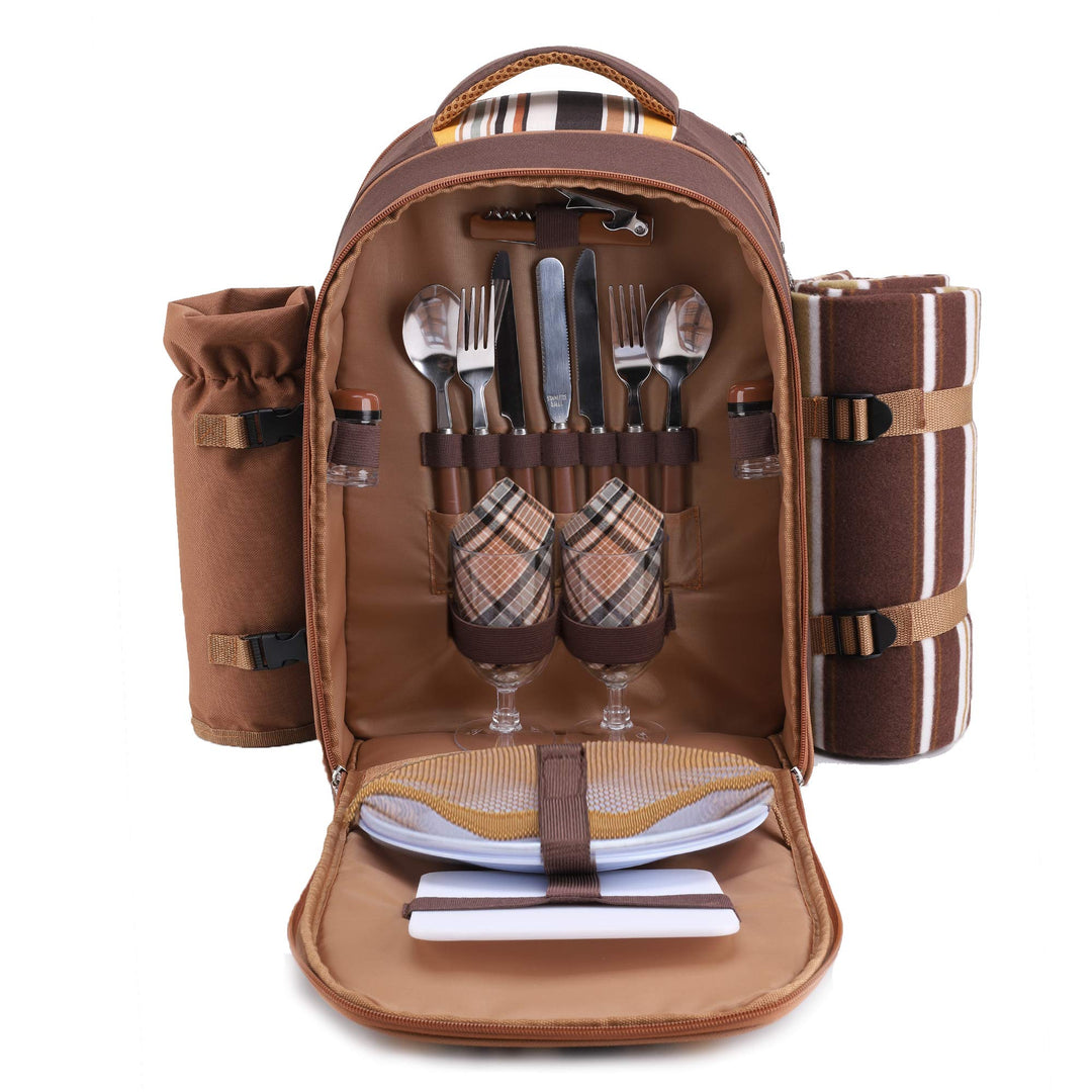 apollo walker Picknickrucksack für 2 Personen Picknick Rucksack Hamper Kühltasche mit Geschirr Set &