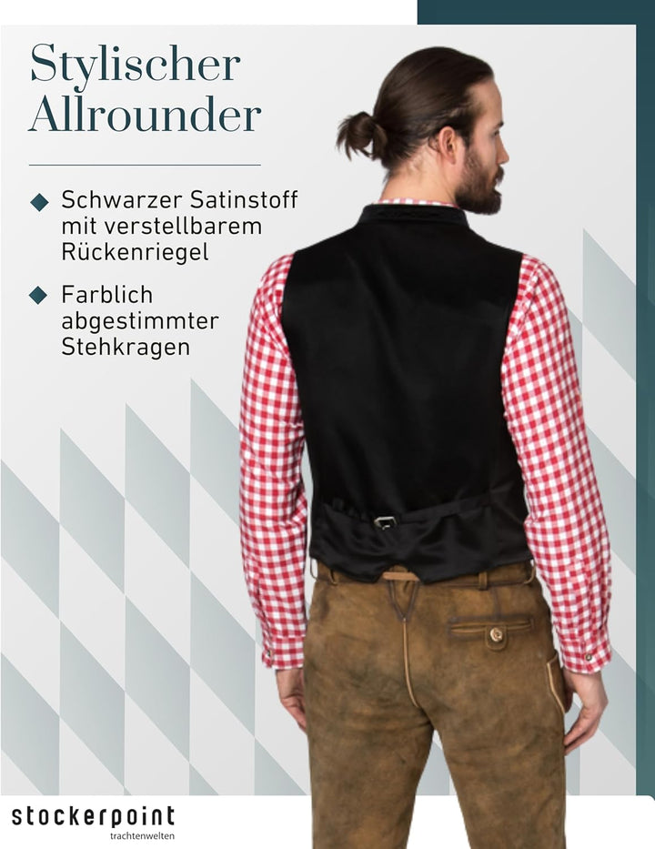 Stockerpoint Ricardo Herren Trachtenweste, Schwarz
