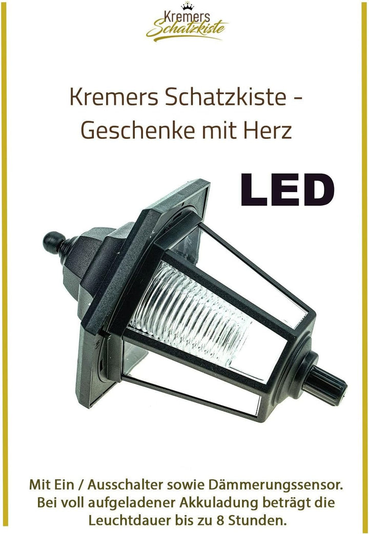 Kremers Schatzkiste Oma Edeltraud mit Solarlaterne und Korb Figur Gartenfigur 38 cm Garten Ältere Da