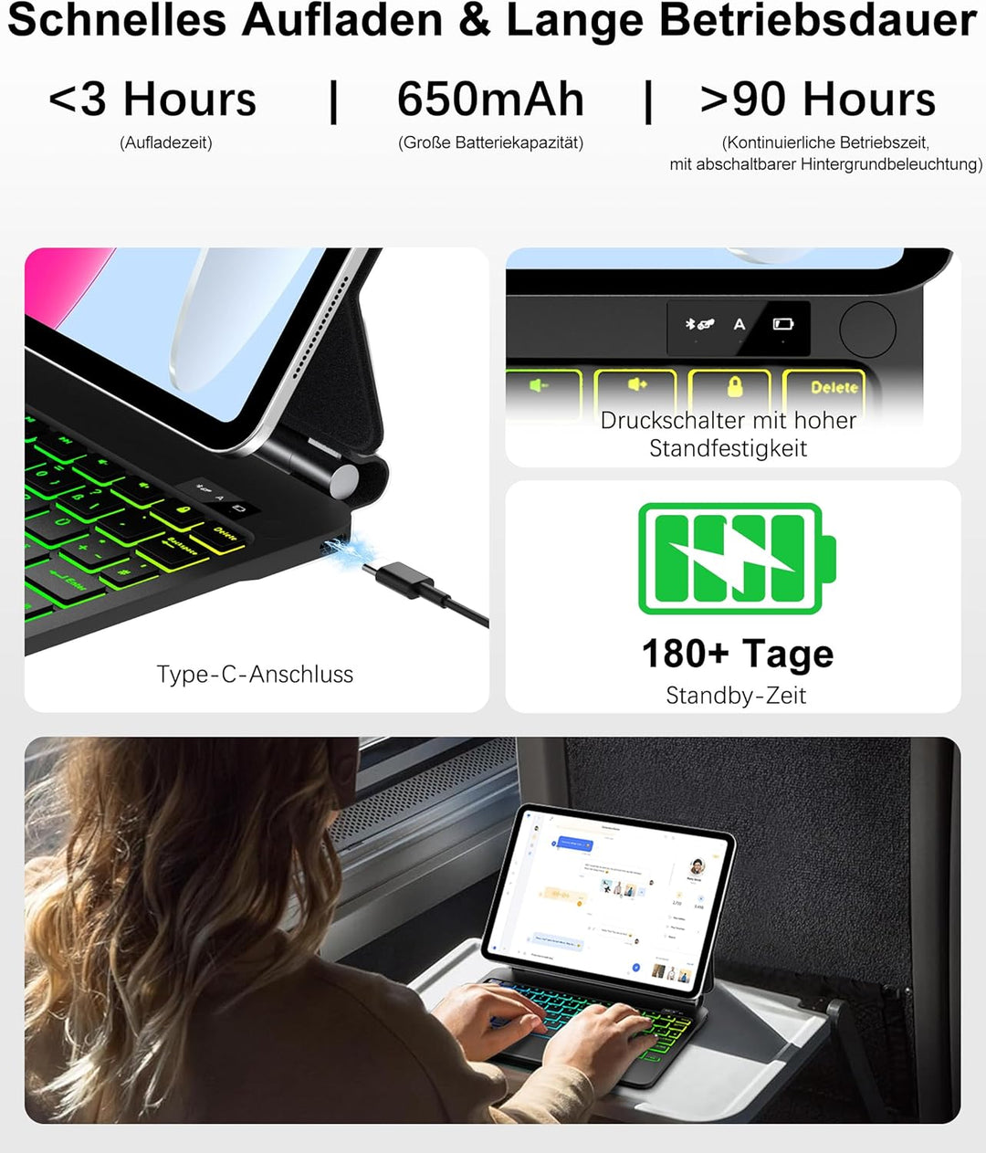 Magic Keyboard für iPad A16 11. Generation &amp; 10. Generation (2025), Schwarz | Magnetische Freischweb