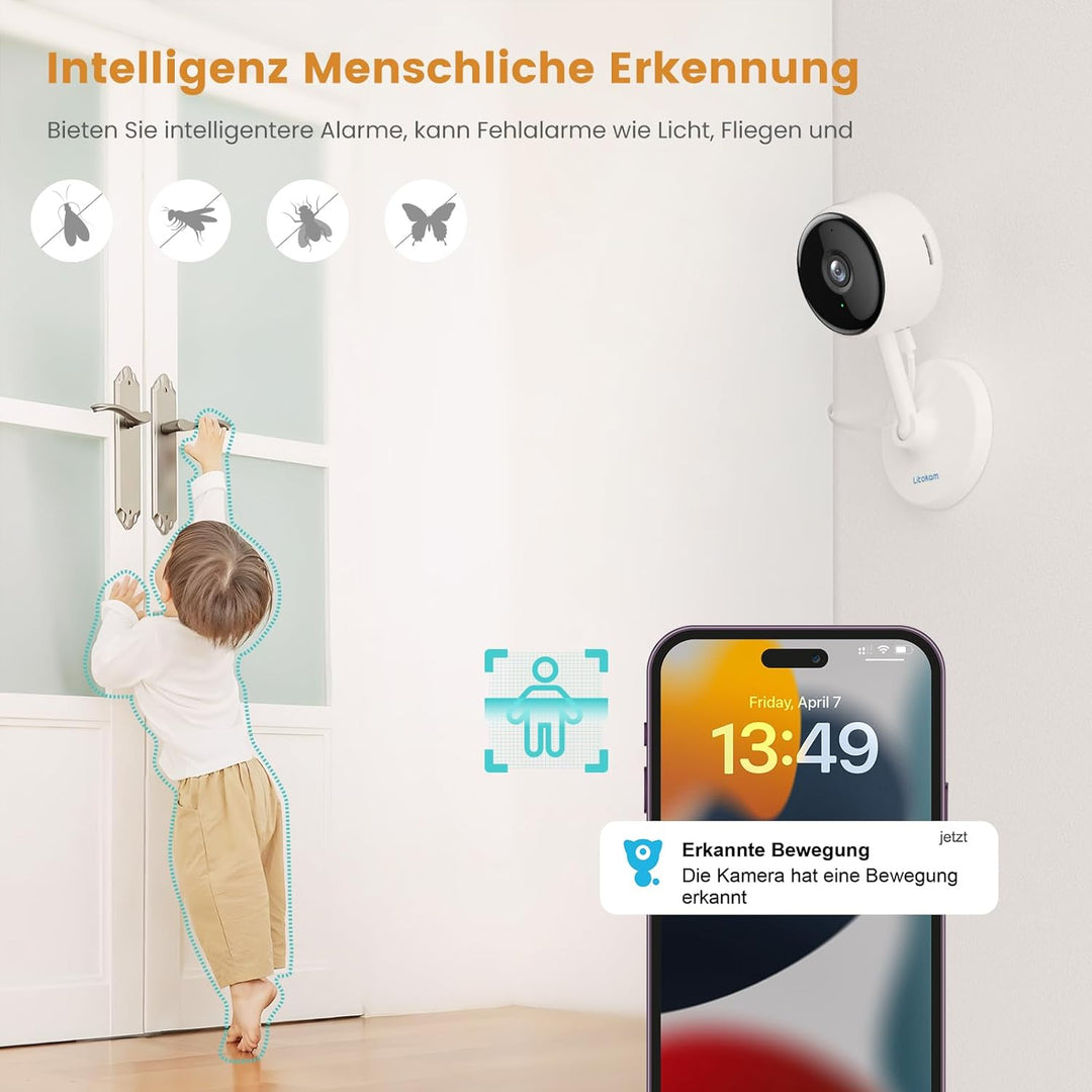 [2022 Neu] Überwachungskamera, Crzwok 1080P 2 Stück Hunde Kamera mit Bewegungserkennung/Nachtsicht/Z
