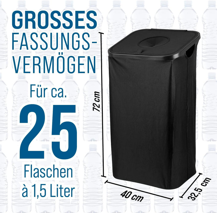 EASYmaxx Pfandflaschen Sammelbehälter 80 l inkl. Türhaken &amp; 2 herausnehmbare Tragetaschen | Flaschen