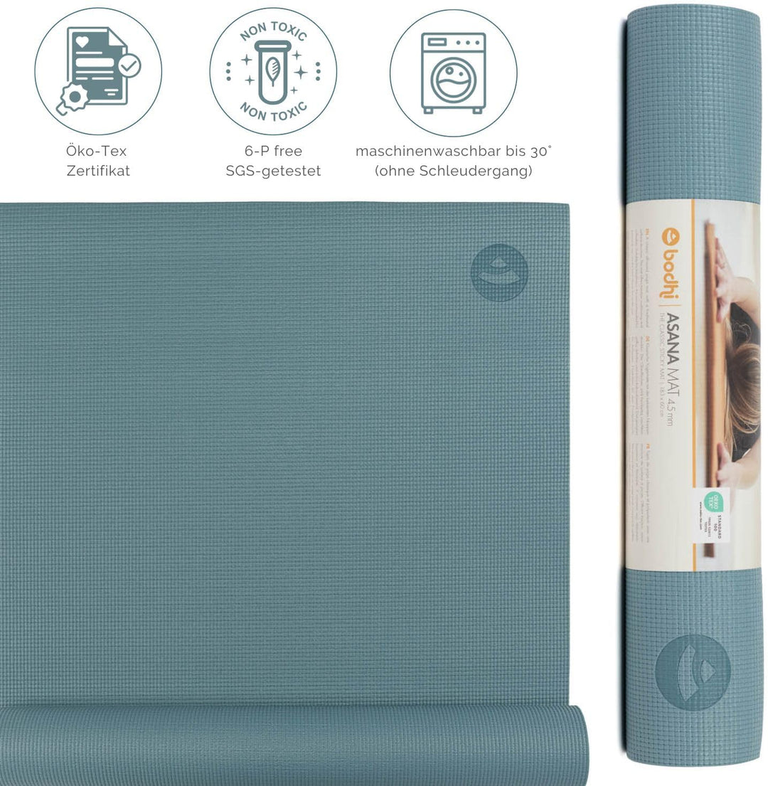Bodhi Yogamatte Asana | Universelle Übungsmatte | Schadstofffrei &amp; Waschbar | Matte aus PVC | Fitnes