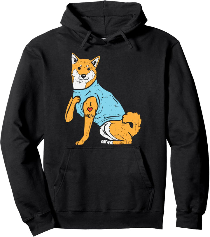 Shiba Inu I love Mom Cute Japanese Pet Dog Akita Women Gift Pullover Hoodie