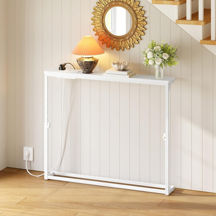 HOOBRO Schmaler Konsolentisch (15 cm breit), 2er-Set, höhenverstellbar (63.5-83.5 cm), Sofatisch mit