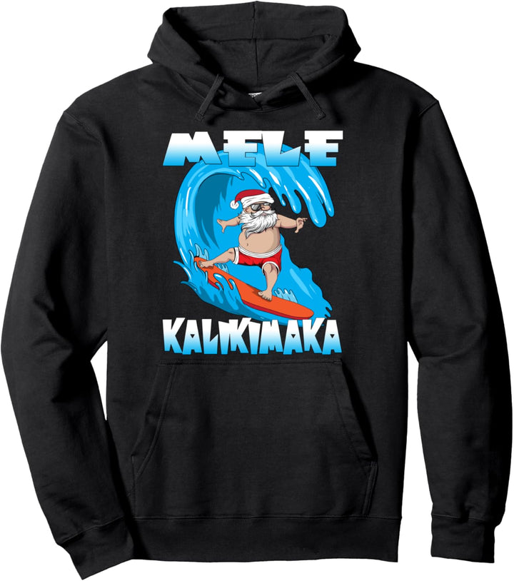 Mele Kalikimaka Weihnachten auf Hawaii Weihnachtsmann Surft Pullover Hoodie