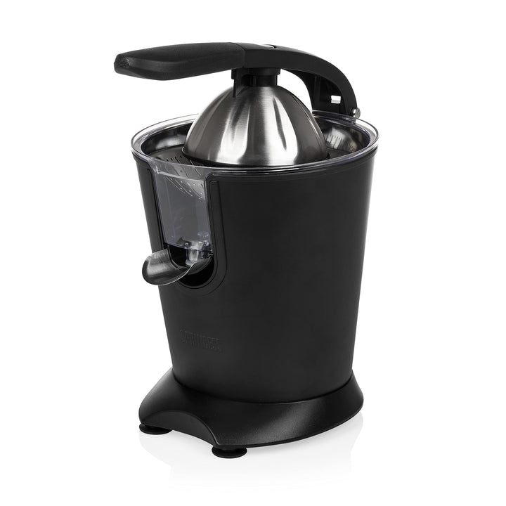 Princess Black Steel Zitruspresse - professioneller Hebelarm, 160 Watt, Antirutschfüsse, Universalau
