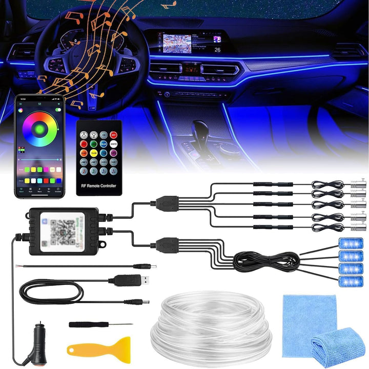 Auto LED Innenbeleuchtung,6M/ 5 in 1 RGB Auto Innenraumbeleuchtung,Led Atmosphäre Licht mit APP Steu