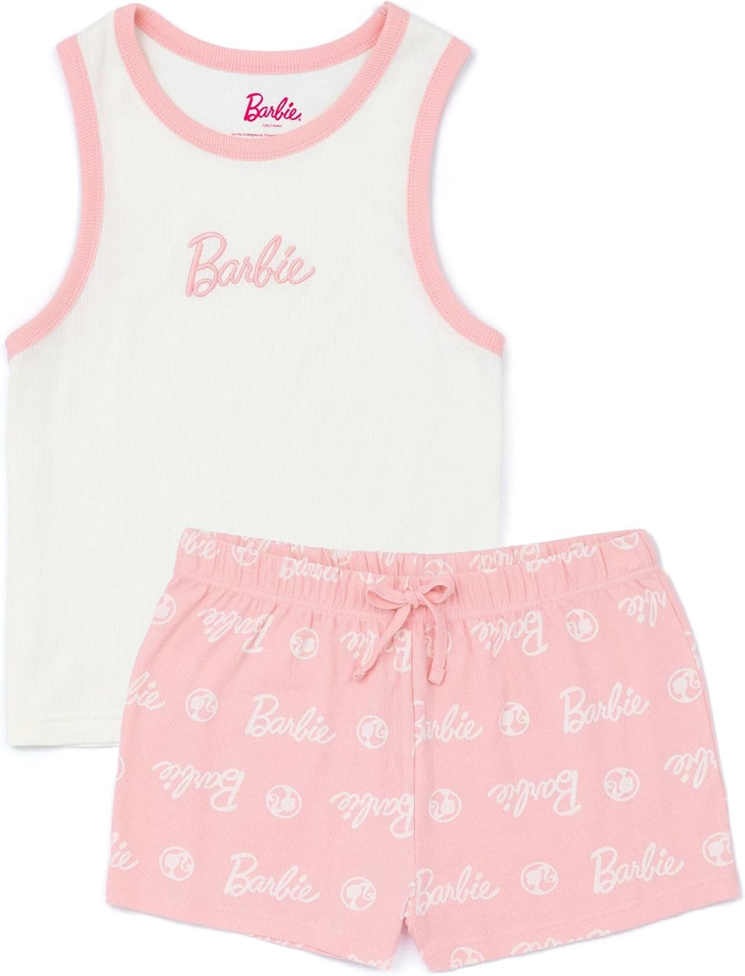 Barbie Damen Pyjamaset XL Weiss, XL Weiss