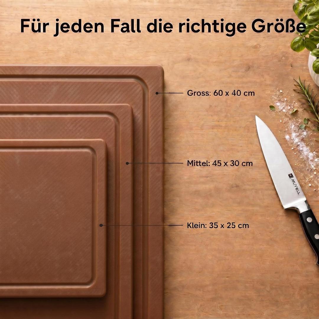 MUVELL stabiles Schneidebrett Kunststoff Spülmaschinenfest, EXTRA dick, messerschonend | Farben & Gr