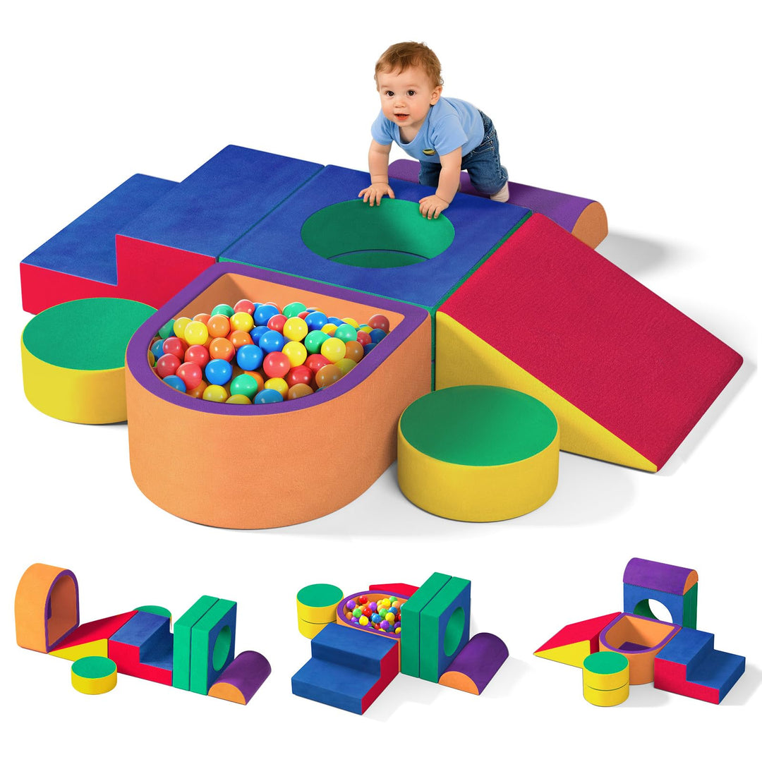 8pcs Schaumstoff Bausteine Kinder mit Bunten softbausteine Kletterblöcken für Kleinkinder Jahren, In