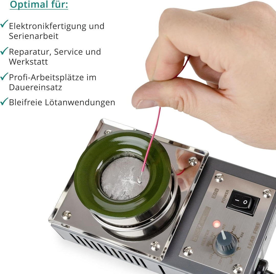 QUICK sensorgeregelter Löttiegel Titanium beschichtet 400 W Lötbad mit Ø54 mm 150-450°C für bleifrei