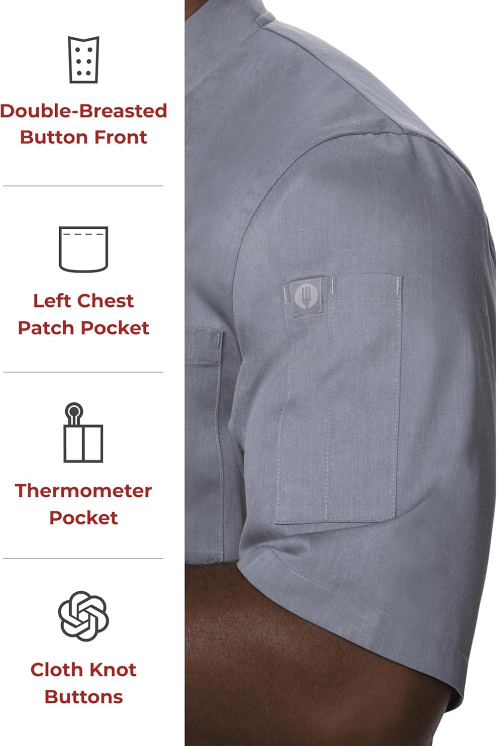 Chef Works Men's Montreal Cool Vent Chef Coat L Grau, L Grau