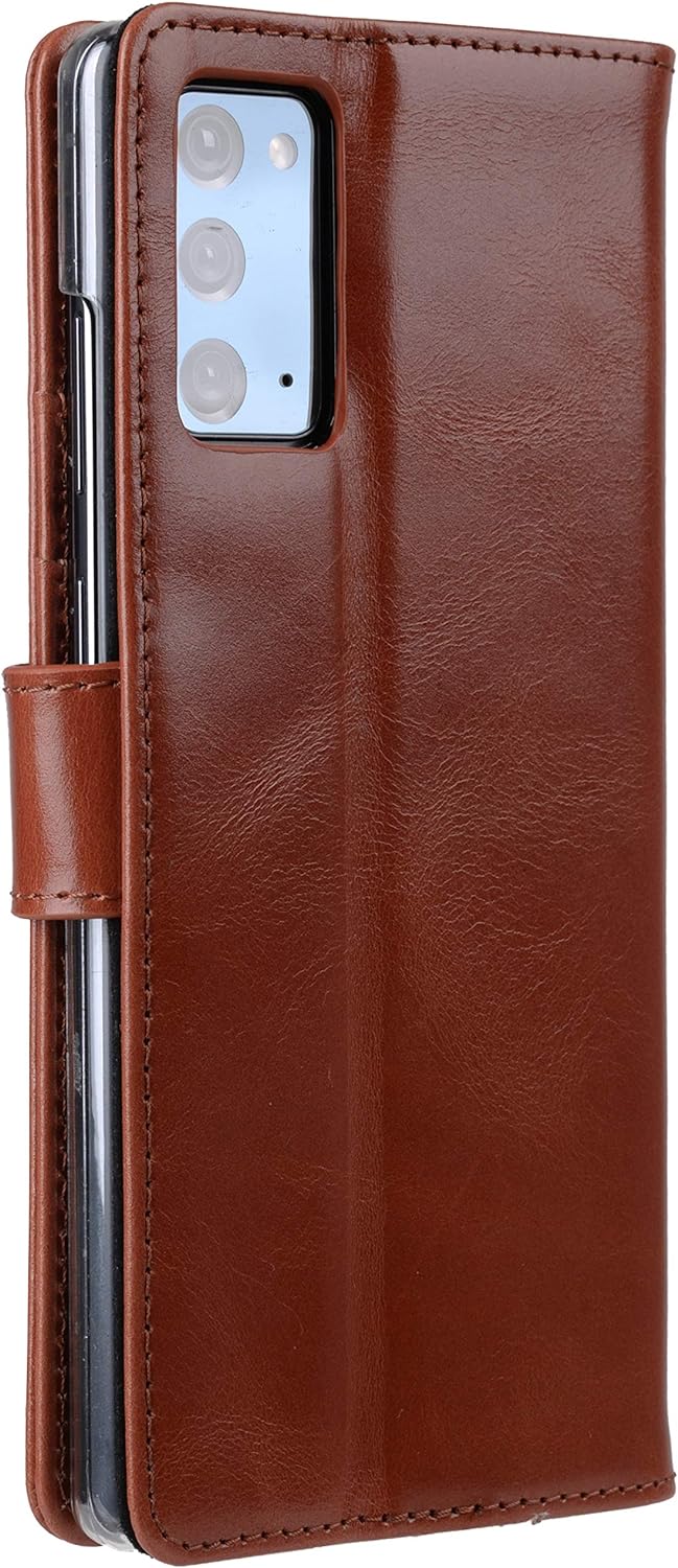 STILGUT Talis kompatibel mit Samsung Galaxy Note 20 Hülle mit Kartenfach aus Leder, Wallet Case, Han