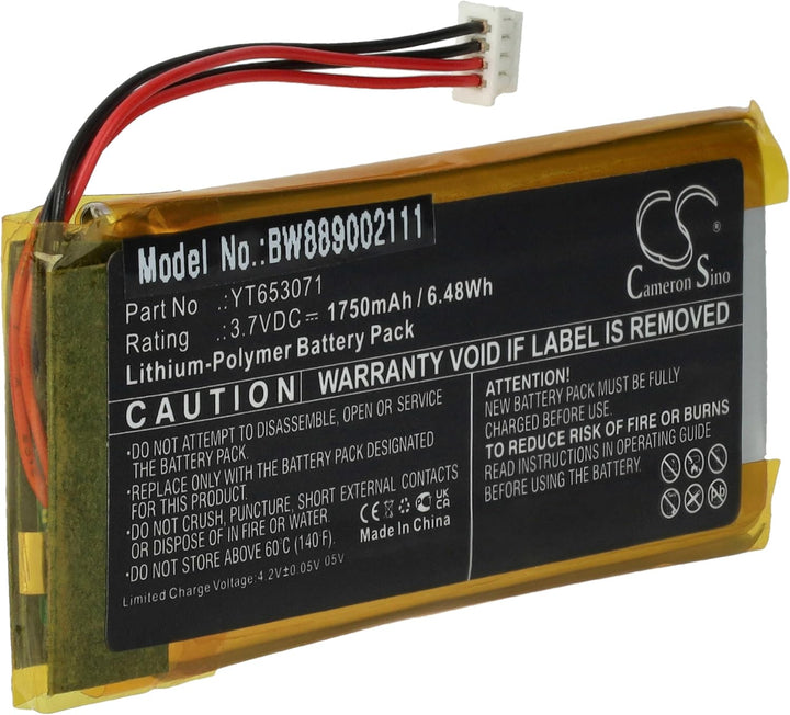 vhbw Akku Ersatz für xDuoo YT653071 für MP3-Player Musik Player (1750 mAh, 3,7 V, Li-Polymer)