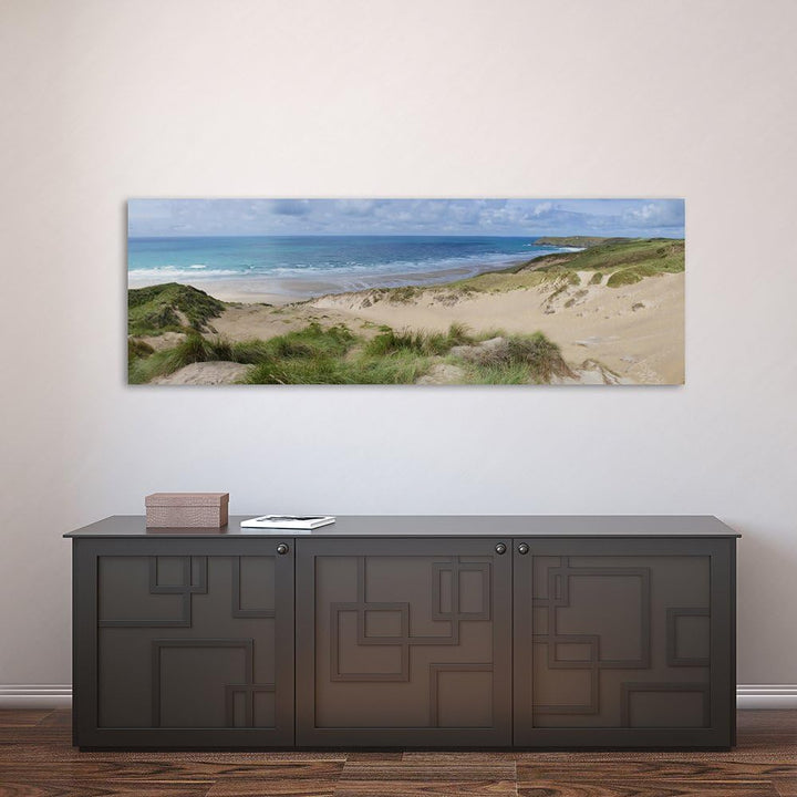 Feeby. Leinwandbild, Bilder, Wand Bild, Wandbilder, Kunstdruck 100x40 cm, MEER, DÜNEN, NATUR, BRAUN,