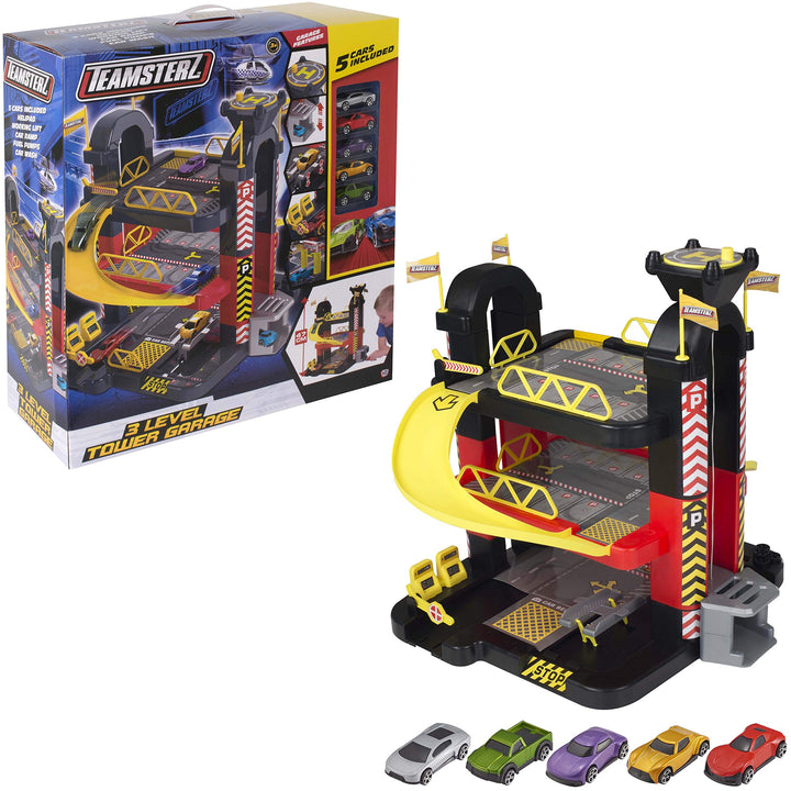 Teamsterz 1416475 3 Spielset 3-stöckiges Parkhaus mit 5 Autos, für 3–6 Jahre Level 3, Level 3