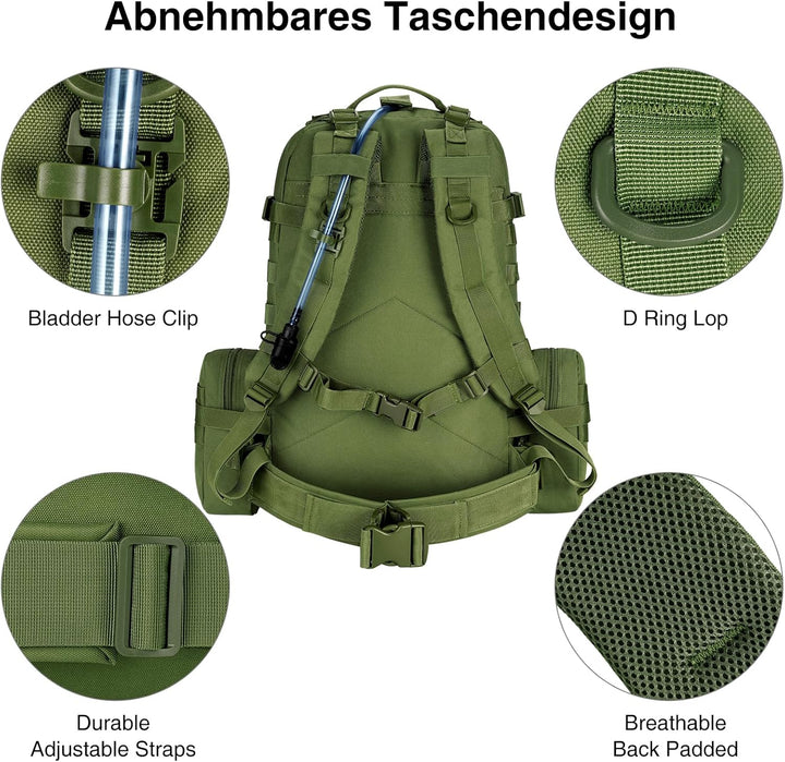 Taktischer Rucksack, 60L Militär Armee Rucksack, grosser Survival Molle Tagesrucksack für Herren und