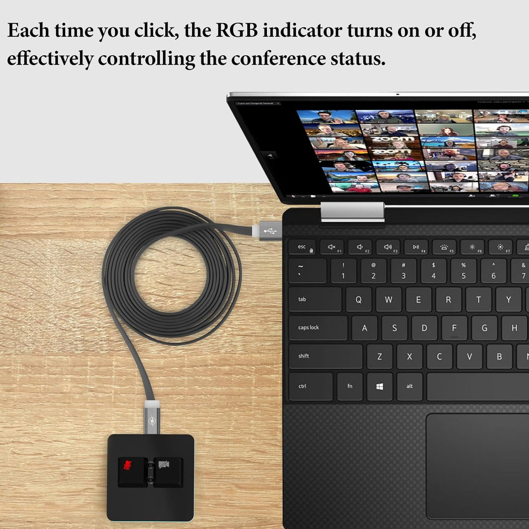 Geekria RGB Meeting Mute Controller Kompatibel mit Windows Zoom App, Stummschaltung/Unstummschaltung