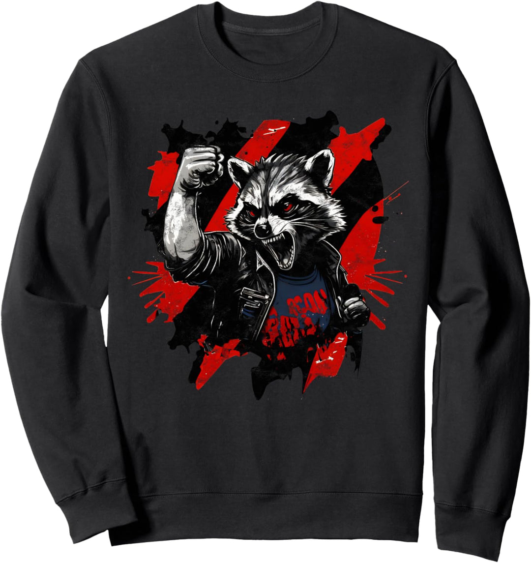 Wütender Waschbär, Anarchie, Faust, Revolution, Widerstand, Grunge Sweatshirt
