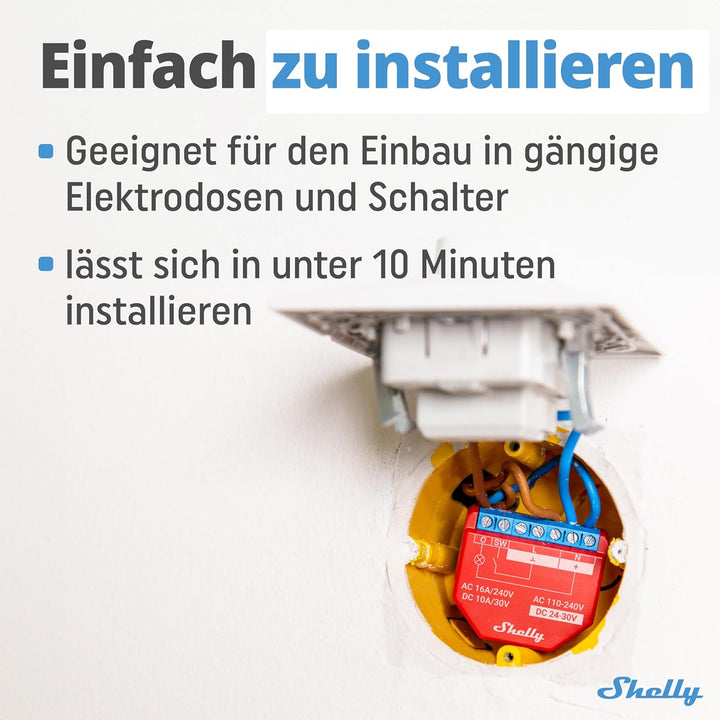 Shelly Plus 1PM | WLAN & Bluetooth Relais Schalter mit Strommessung| Hausautomation| Funktioniert mi