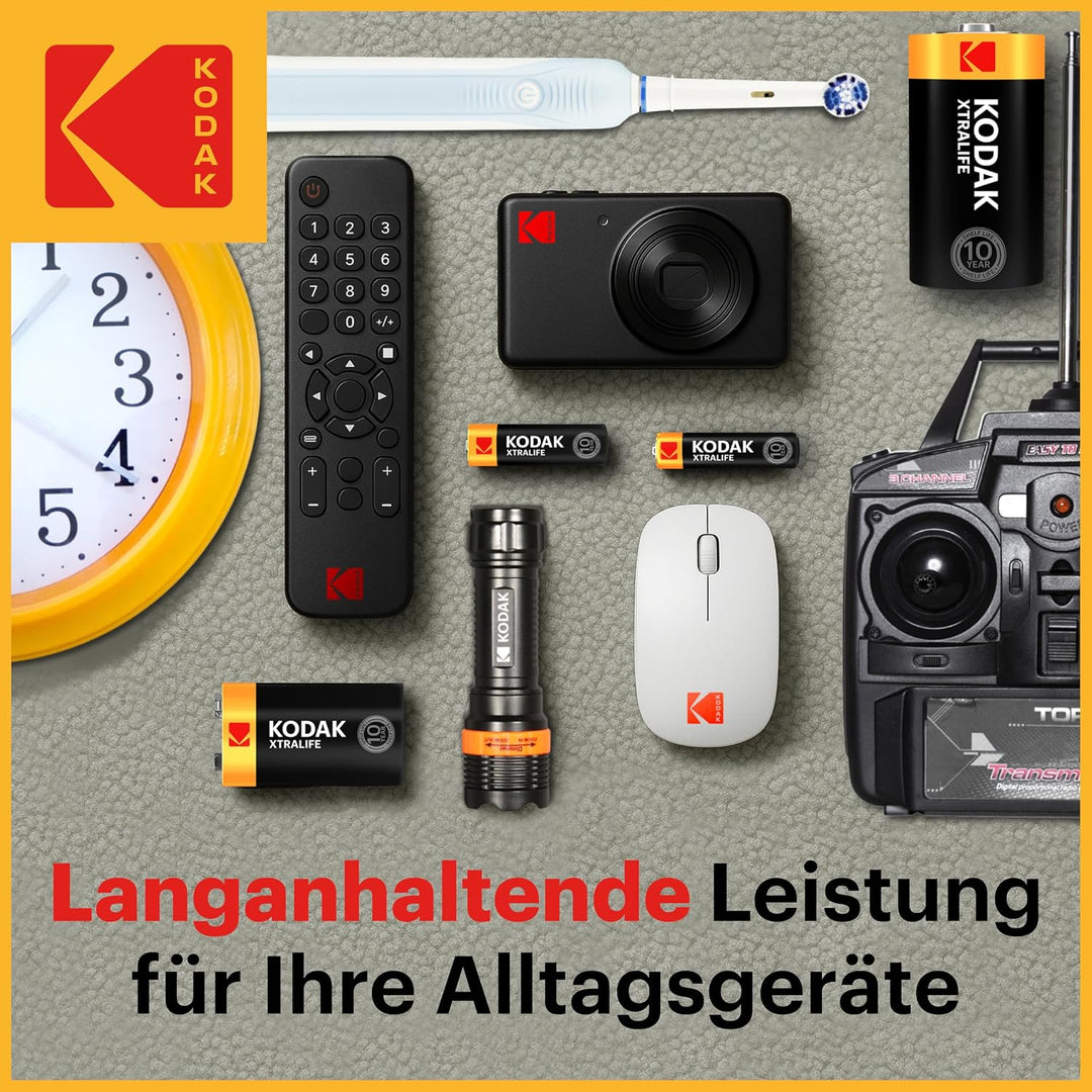 Kodak | D Zellen Batterien | 8 Stück | Einweg Alkalibatterie, LR20 | 1,5 V 8 Stück D, 8 Stück D