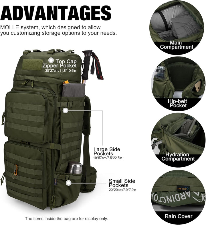 Mardingtop 75L Rucksack Taktischer Rucksack Wanderrucksack Trekkingrucksack YKK Zipper mit der gross