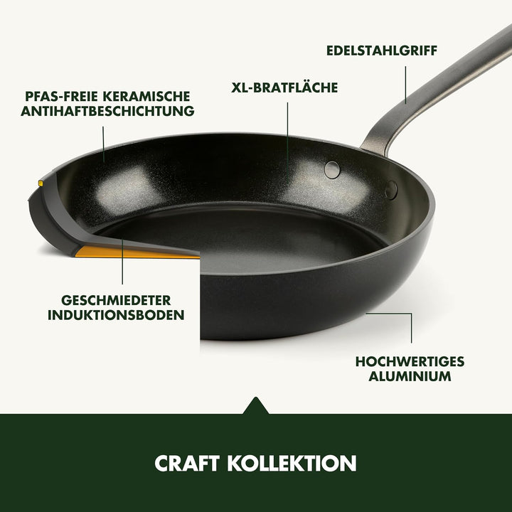 GreenPan Craft Hartanodisierte gesunde keramische Antihaft-Wok Pfanne 28 cm/3,6 Liter, PFAS-frei, in