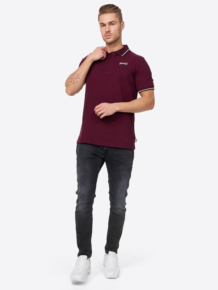 Lonsdale Herren Poloshirt schmale Passform Lion Oxblood XXL, Oxblood XXL