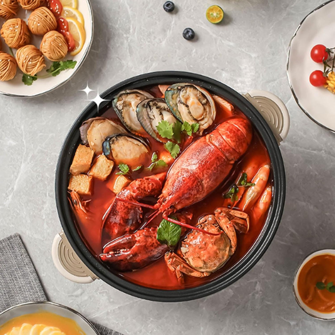 Hot Pot Electric Ramen Cooker, 3L Grosse Kapazität Tragbarer Heisser Pot -Schnellnudeln Kocher Multi