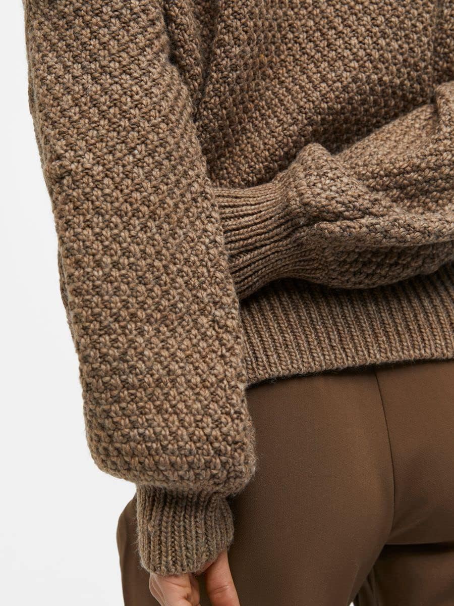 Object Damen Objkamma Cable Knit Pullover Noos Strickpullover M Fossil, M Fossil