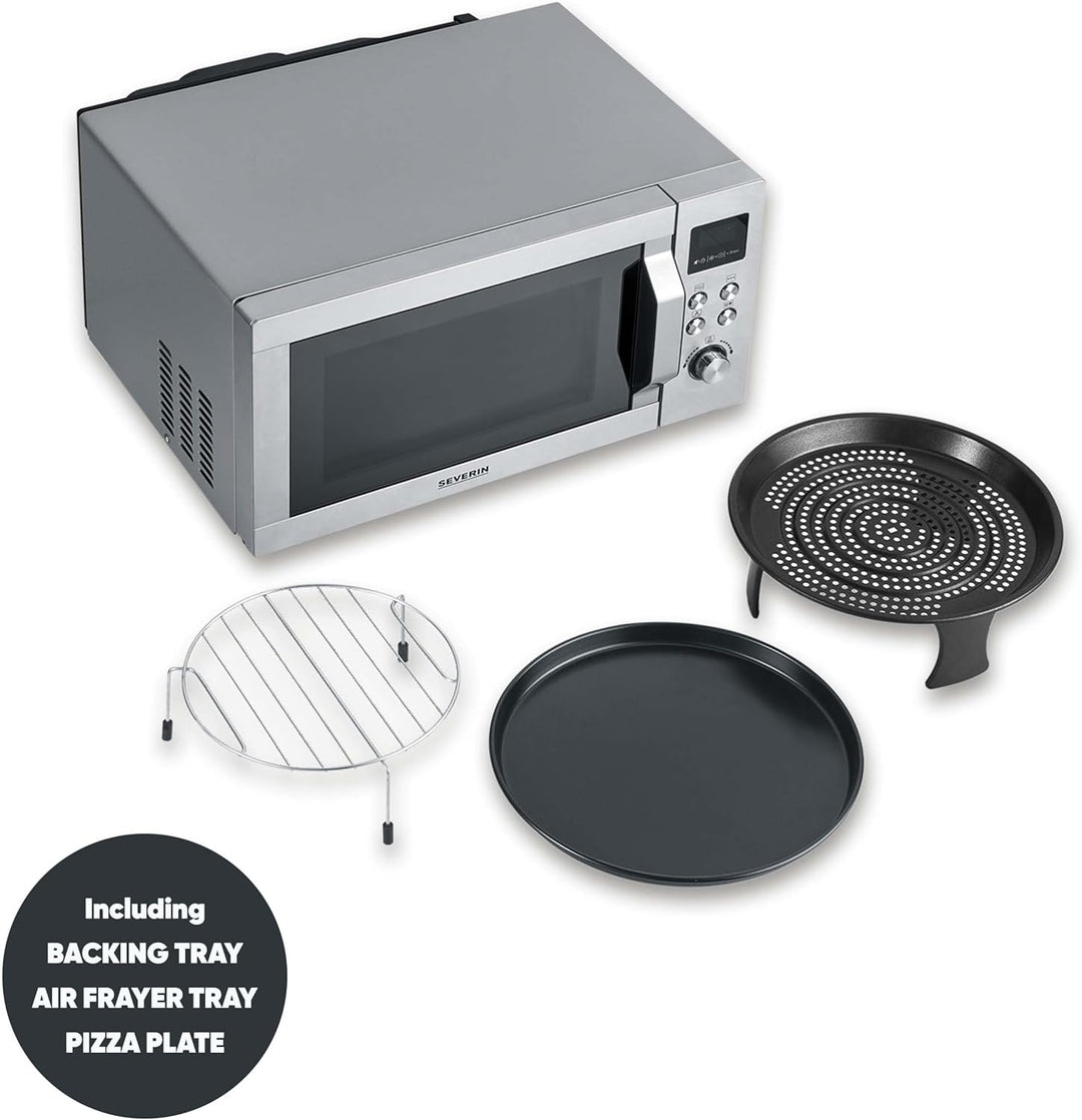 SEVERIN 4-in-1 Mikrowelle „Crispy Wave“, Heissluft-Funktion bis 230°C, Heissluftfritteuse, Mikrowell