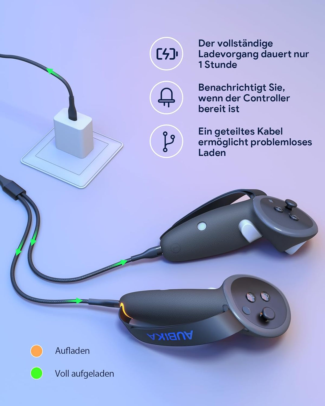 Aubika Wiederaufladbare Controller-Griffabdeckung für Quest 3S, Oculus Quest 3 Griffe Zubehör, mit 2