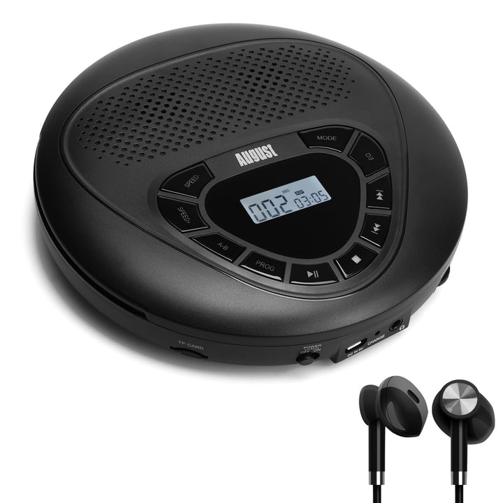 Tragbarer wiederaufladbarer CD Player -August SE10- Discman Walkman mit Lautsprecher Anti-Shock Anti