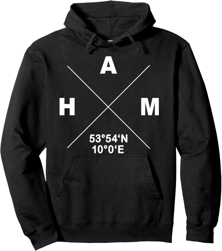 Hamburg HAM Heimat Stadt Koordinaten Liebe Statement Pullover Hoodie