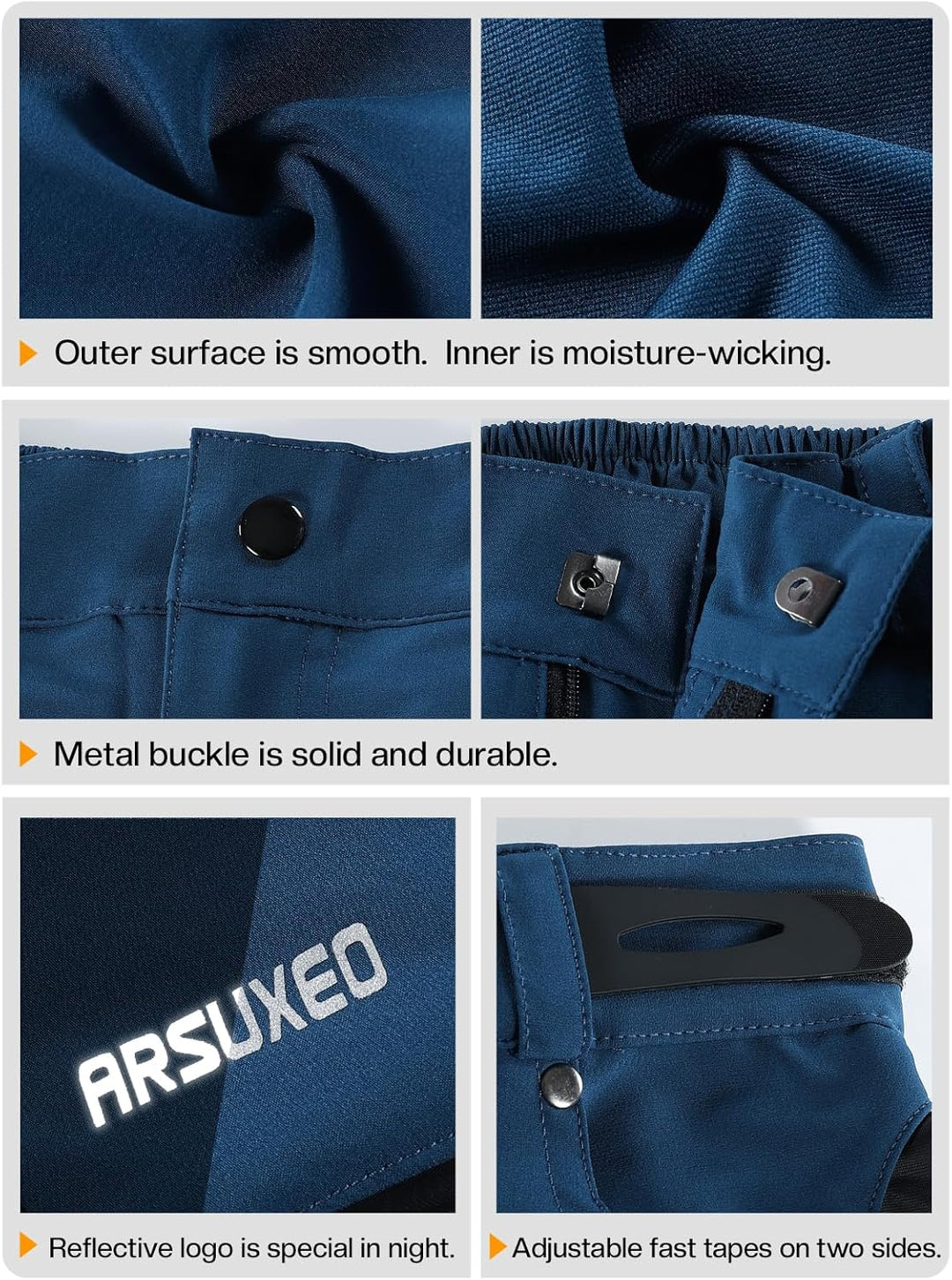 ARSUXEO Herren Radhose Loose Fit MTB Shorts Wasserabweisende Outdoor Sporthose mit 7 Taschen 1202 S