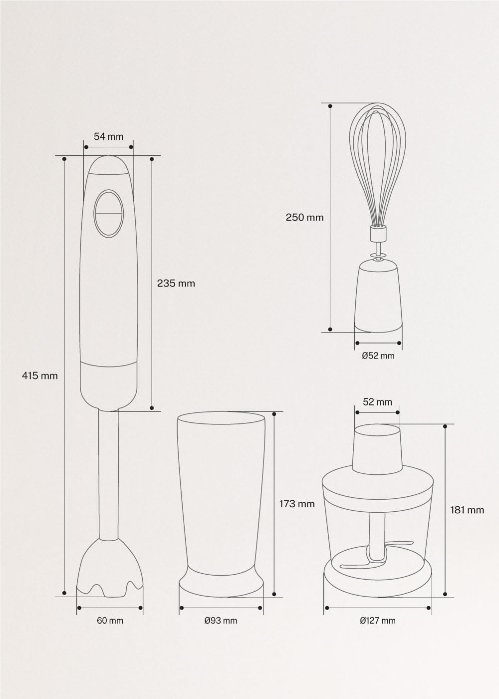 CREATE/FULLMIX RETRO/Stabmixer in Salbeigrün/Mixer und Pürierstab, 6 Geschwindigkeiten, 15000U, 500m