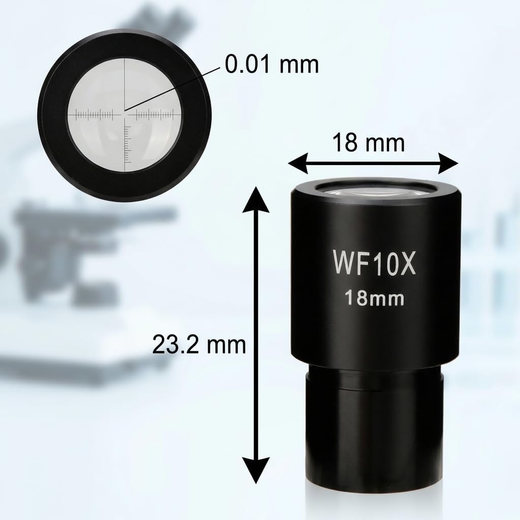 Okular, WF10X 18 Mm Weitwinkel-Okular, Optische Linsen mit Skala für Labor-Mikroskop-Installationsgr