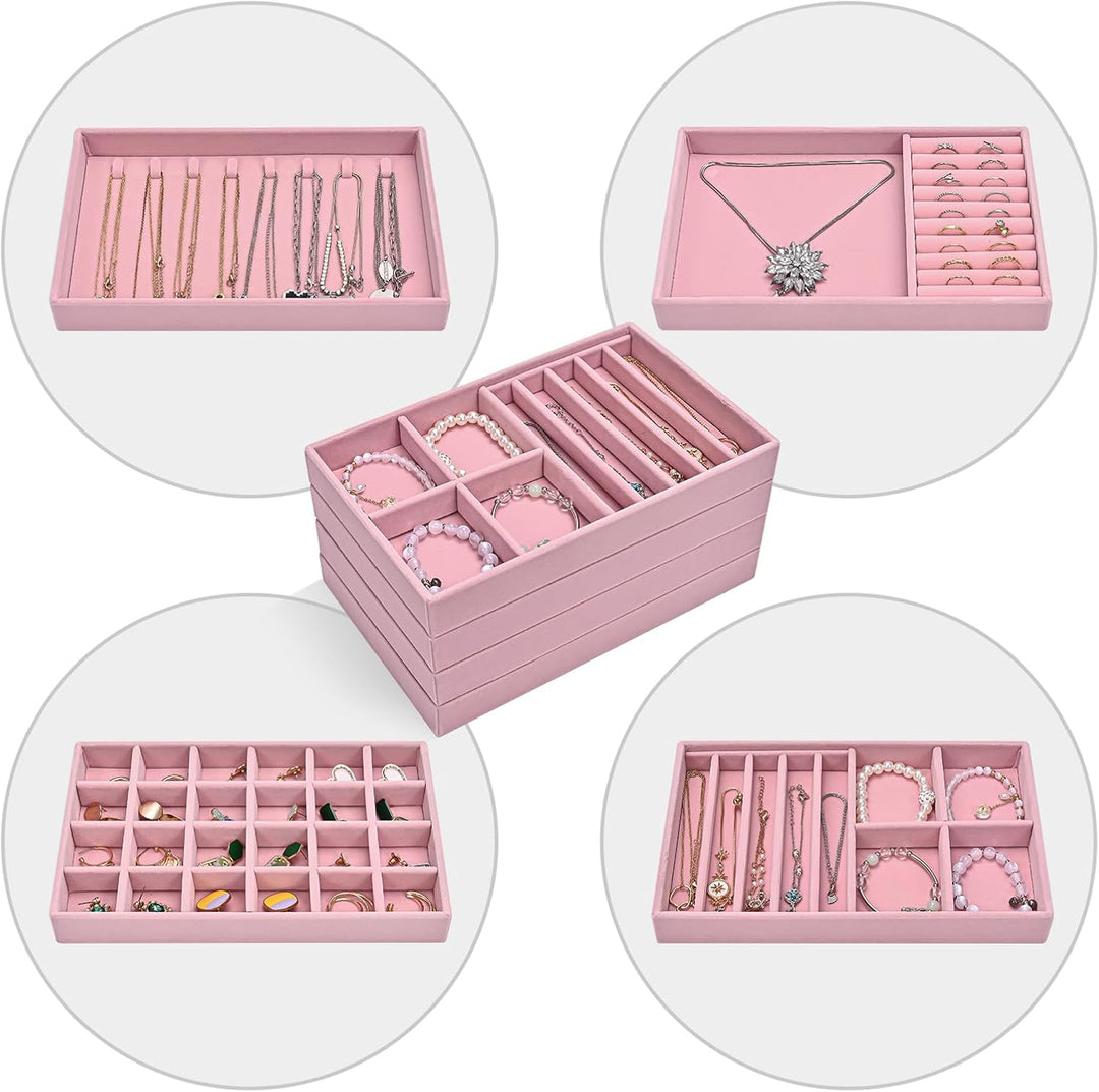 ProCase Schmucktablett Organizer Set mit 4 Schmuckschalen, Stapelbar Schmuck Schublade Organizer, Sc