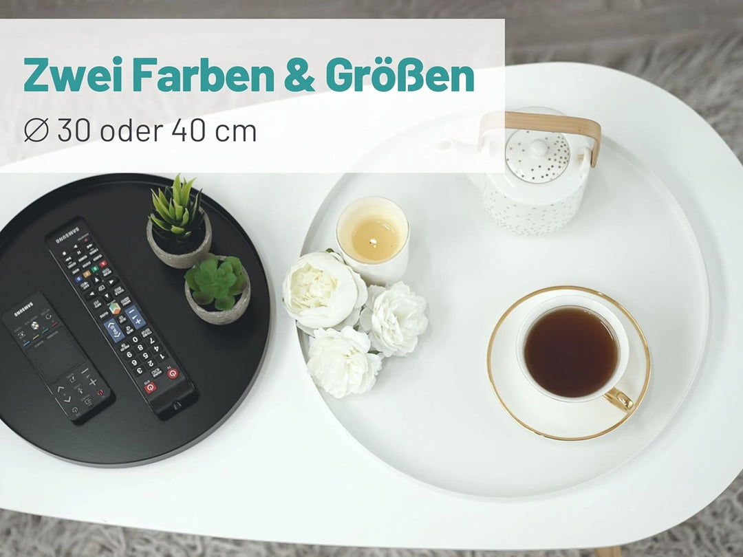 D&amp;D Living® Deko Tablett Rund Ø 30 cm | Design Dekoteller und Dekotablett aus Metall (Schwarz matt),