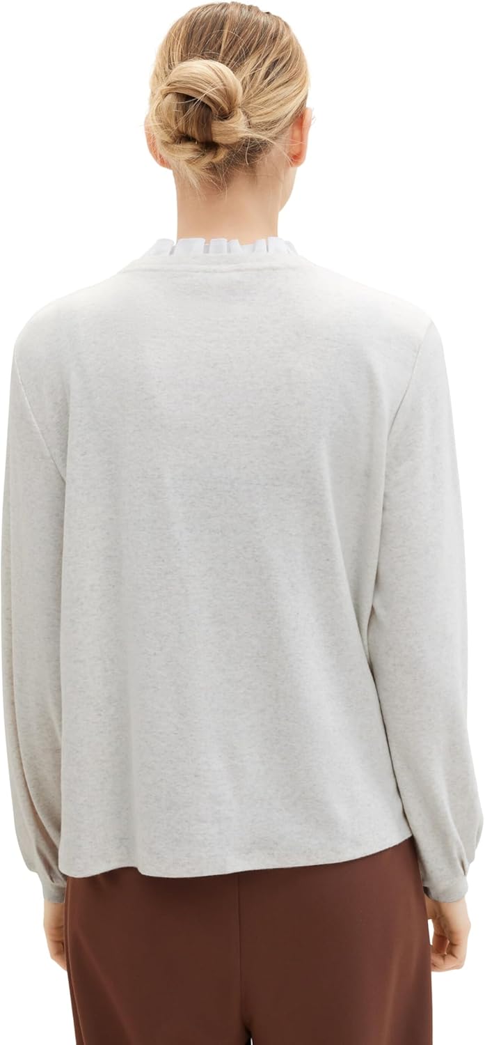 TOM TAILOR Damen Sweatshirt, 11951 - Whisper White Melange