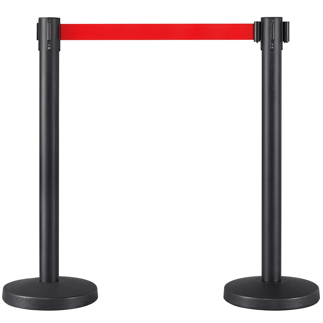 Yaheetech 2-Stück-Set Absperrständer 2m Gurtlänge, Personenleitsystem Absperrständer, Absperrband, A