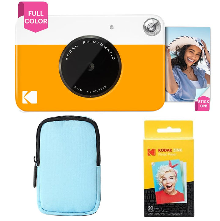 KODAK Printomatic Vollfarb-Sofortdruckkamera-Starterpaket + Softcase + Zink-Fotopapier (20er-Pack) –
