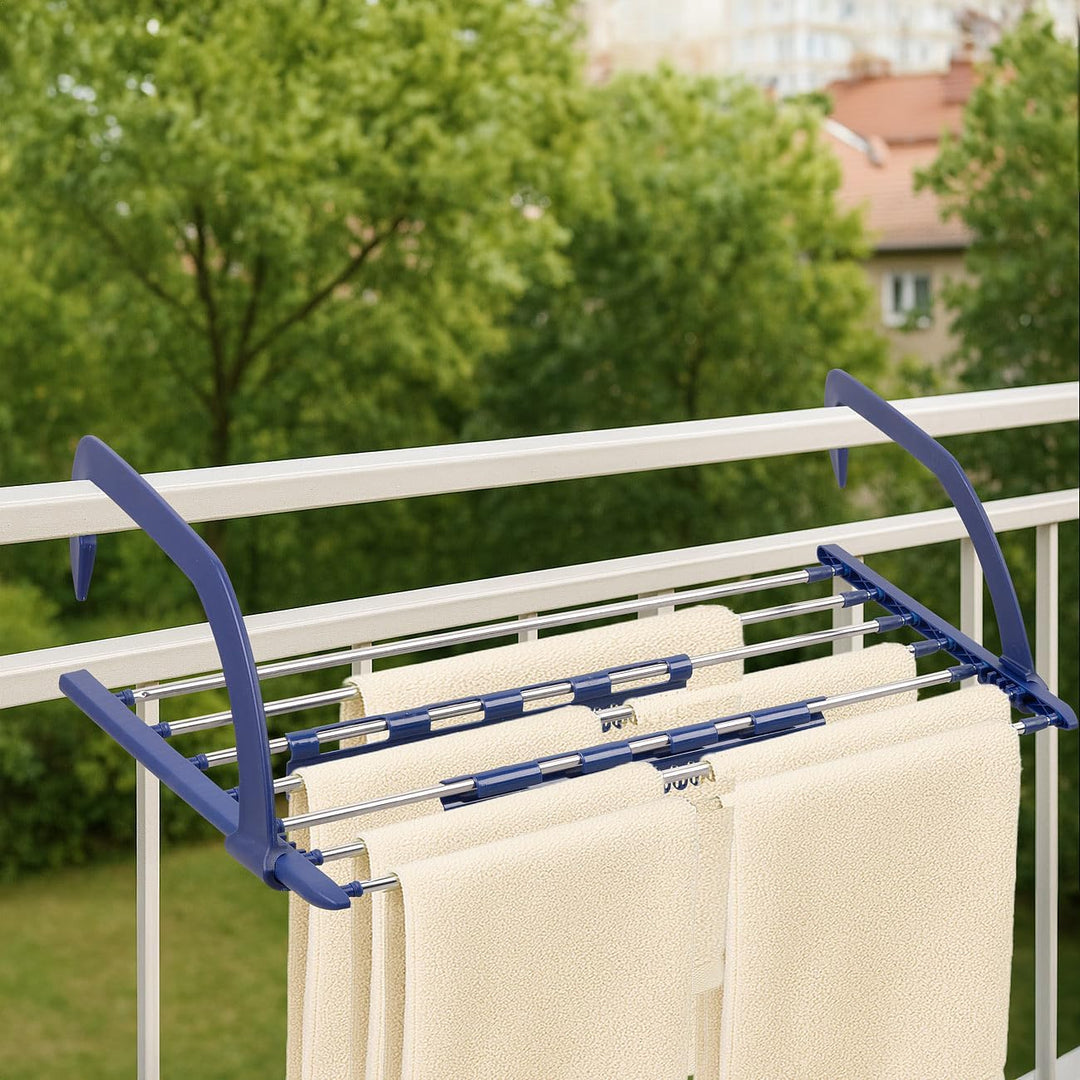 PEARL Handtuchhalter: Premium-Teleskop-Wäschetrockner f. Heizkörper &amp; Balkon, 4 m ausziehbar (Balkon